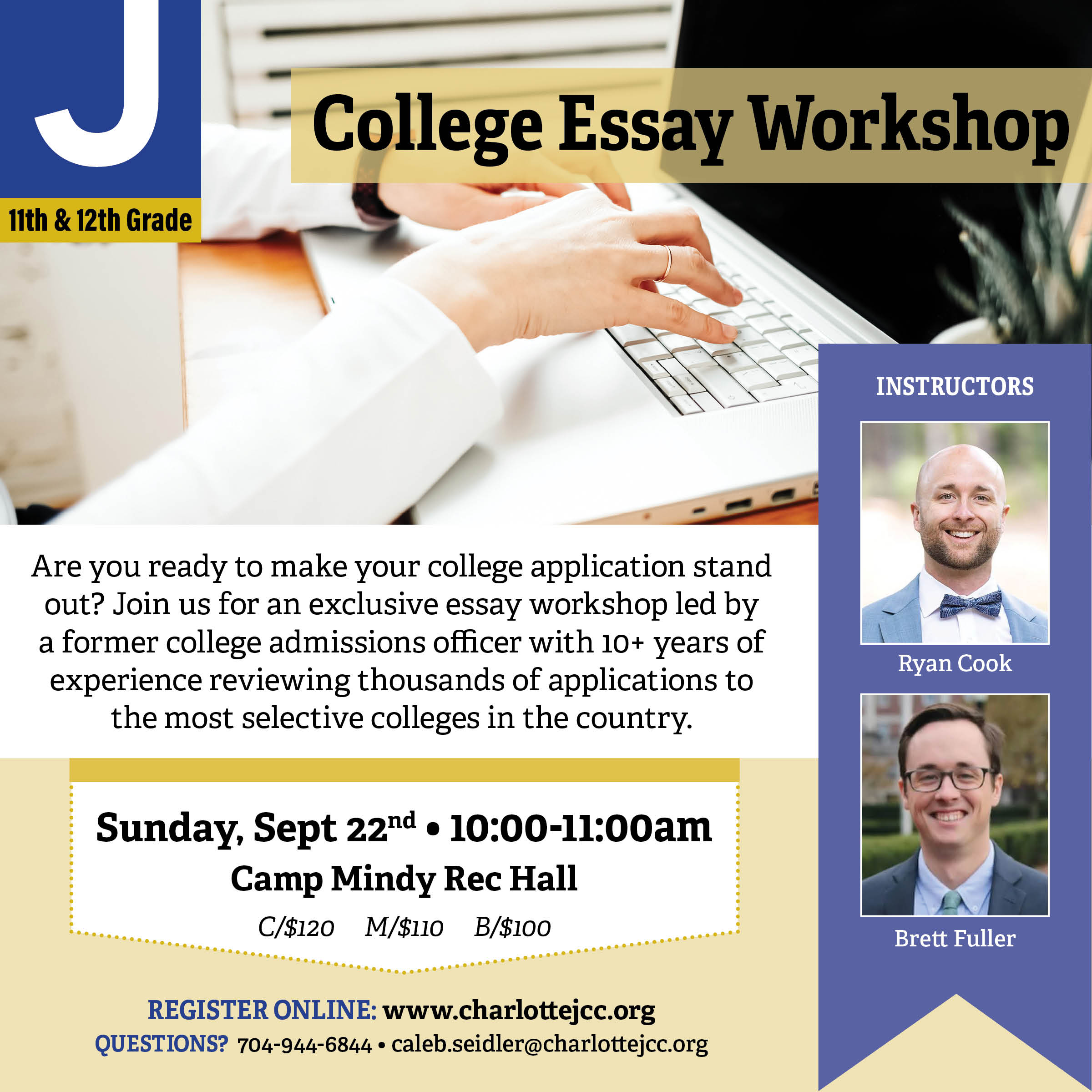 College Essay Workshop - Levine Jewish Community Center, Charlotte, NC